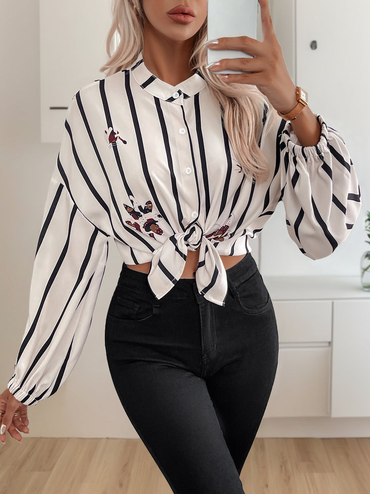 White Striped Collared Shirt
