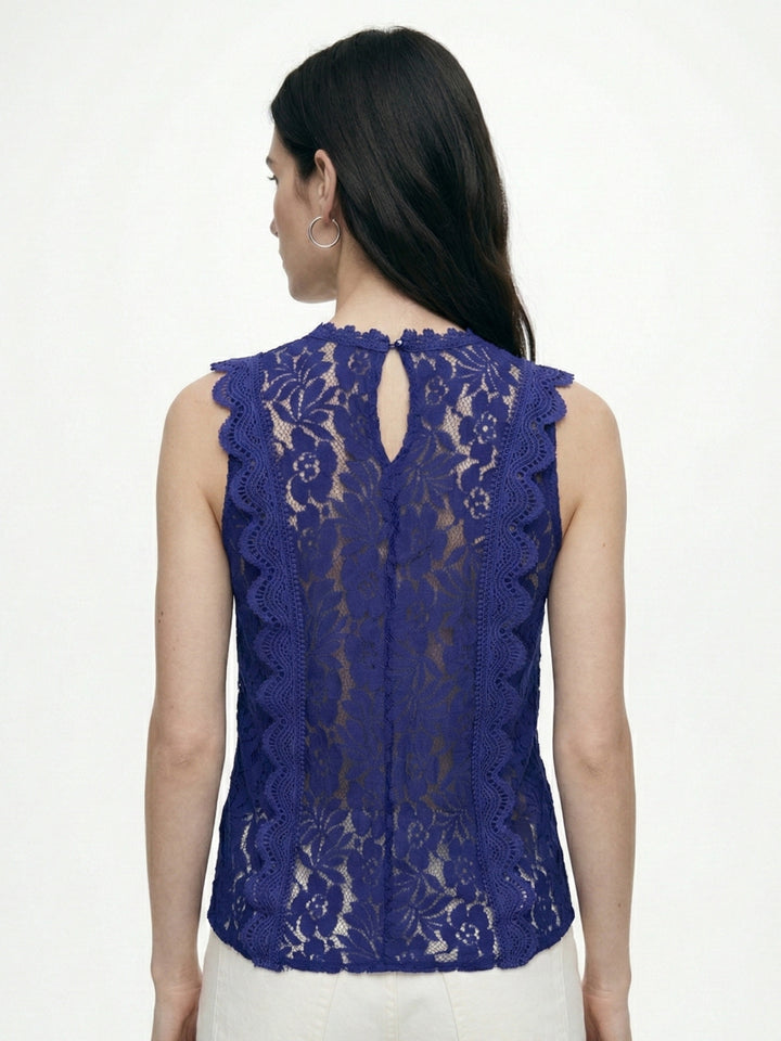 Blue Sleeveless Textured Blouson