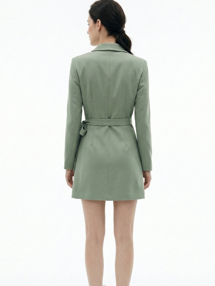 Mint Wrap Blazer Pleated Dress