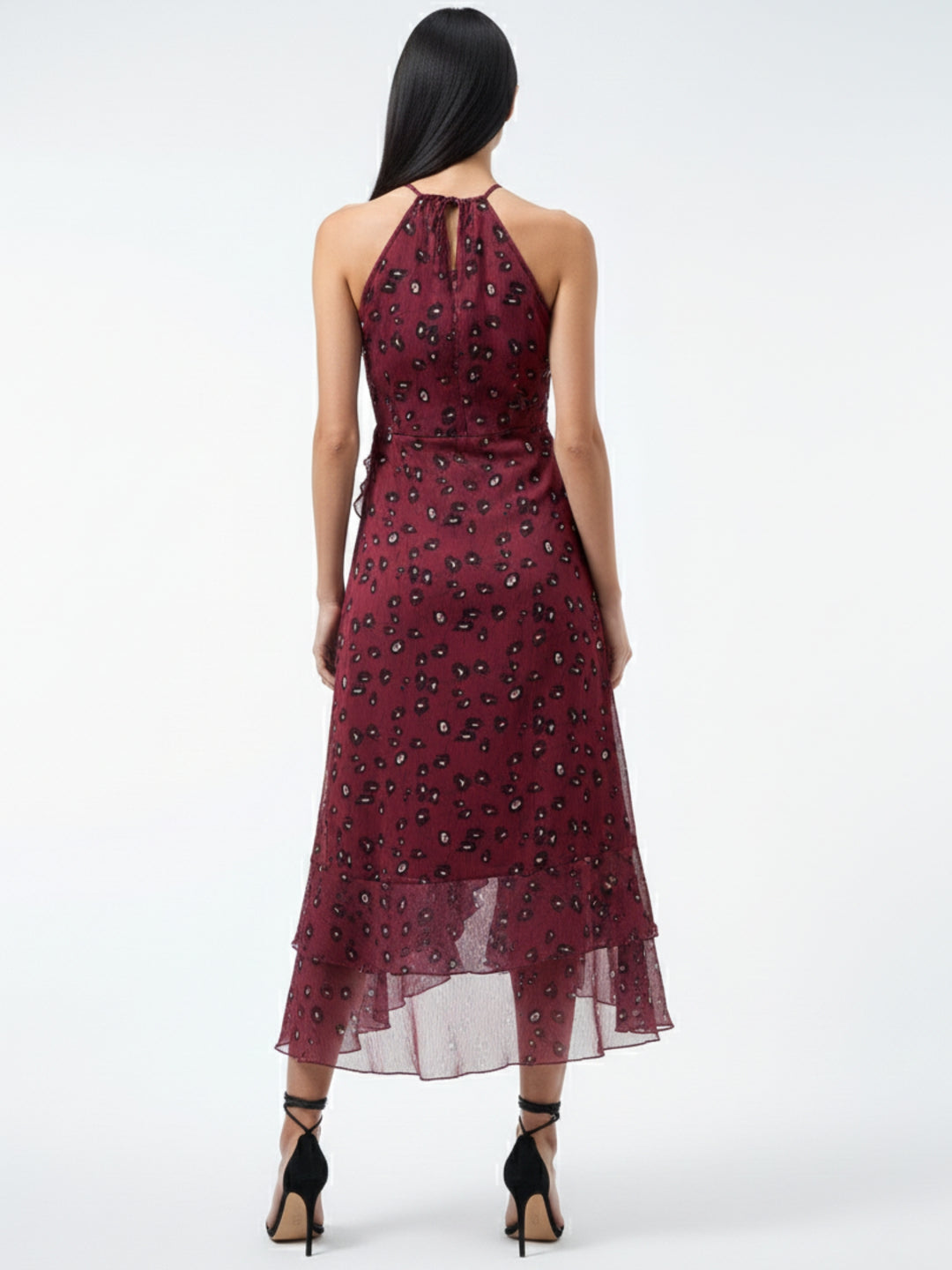 Wine High Slitted Dress
