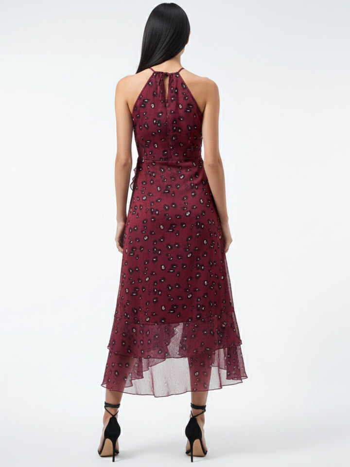 Wine High Slitted Dress