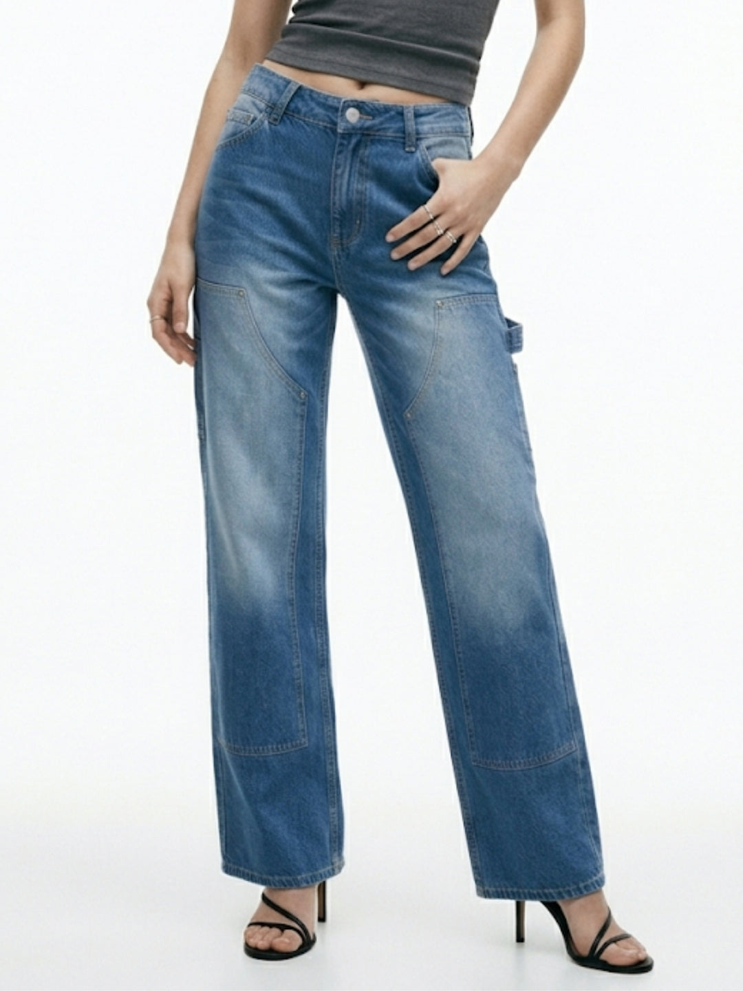 Blue High Waist Wide Leg Jeans
