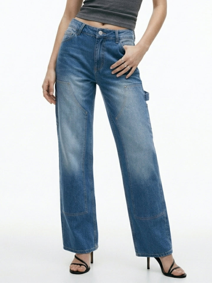 Blue High Waist Wide Leg Jeans