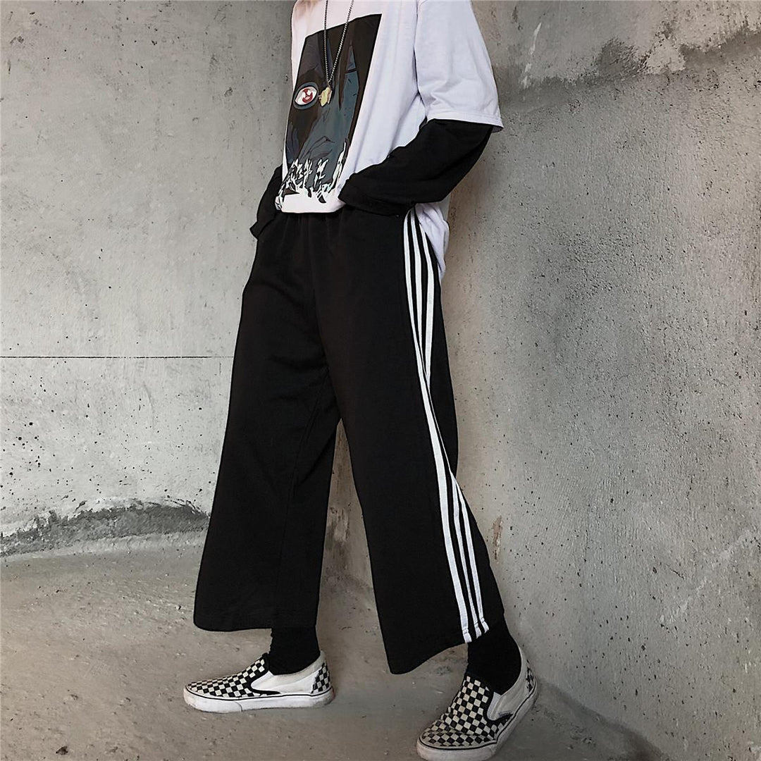 Black Contrast White Striped Jogger