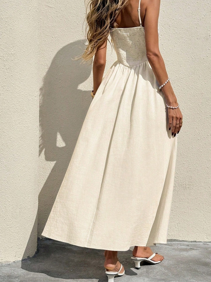 Off White Shoulder Strap Corset Style Dress
