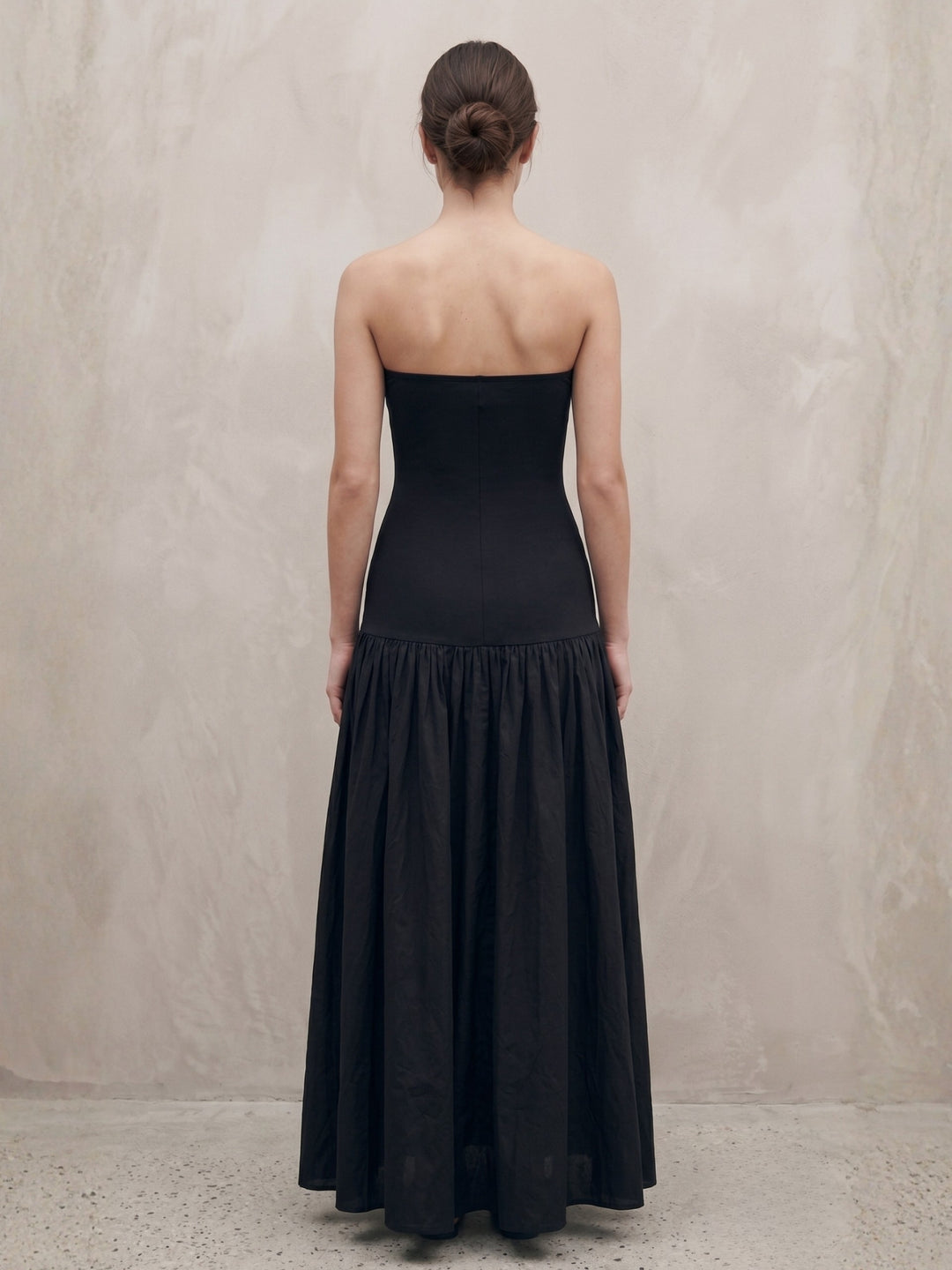 Black Fitted Bust With Waist Cutout Maxi Dress