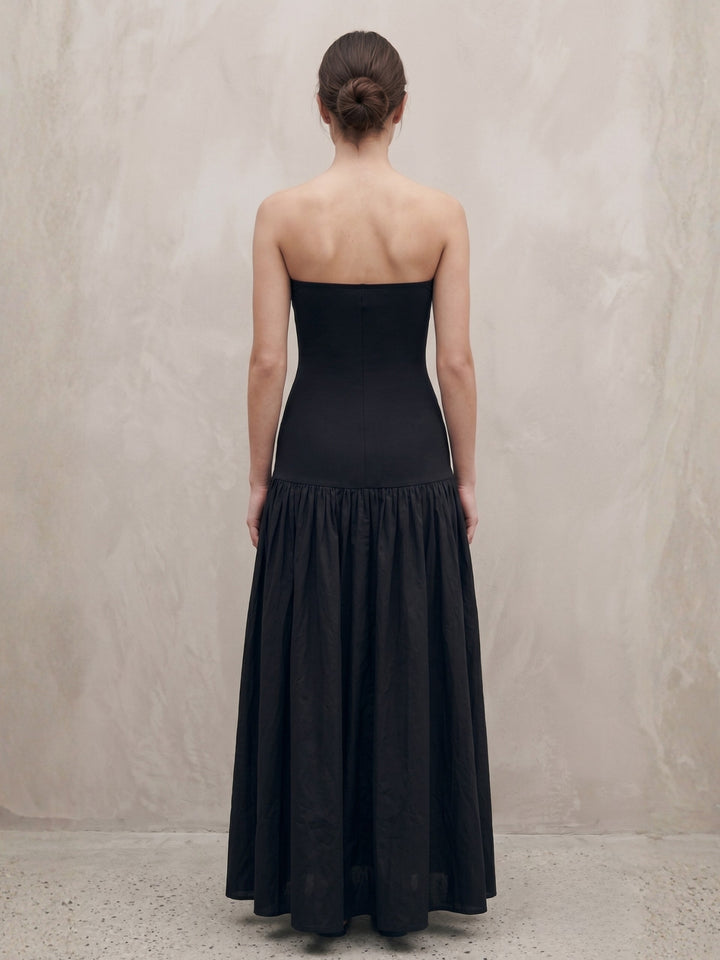 Black Fitted Bust With Waist Cutout Maxi Dress