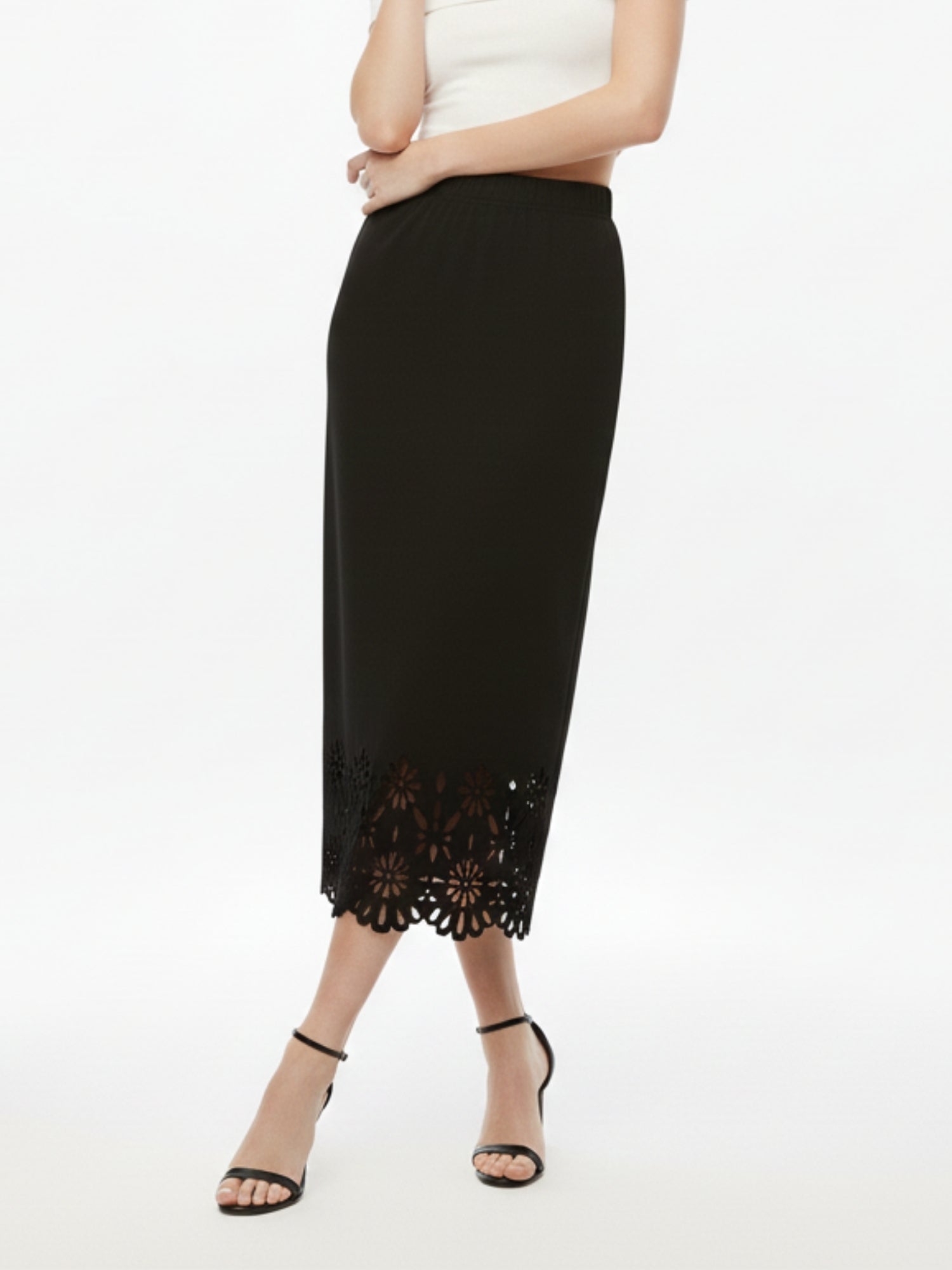 Black Fish-Tail Fit Skirt With Bottom Hem Detail