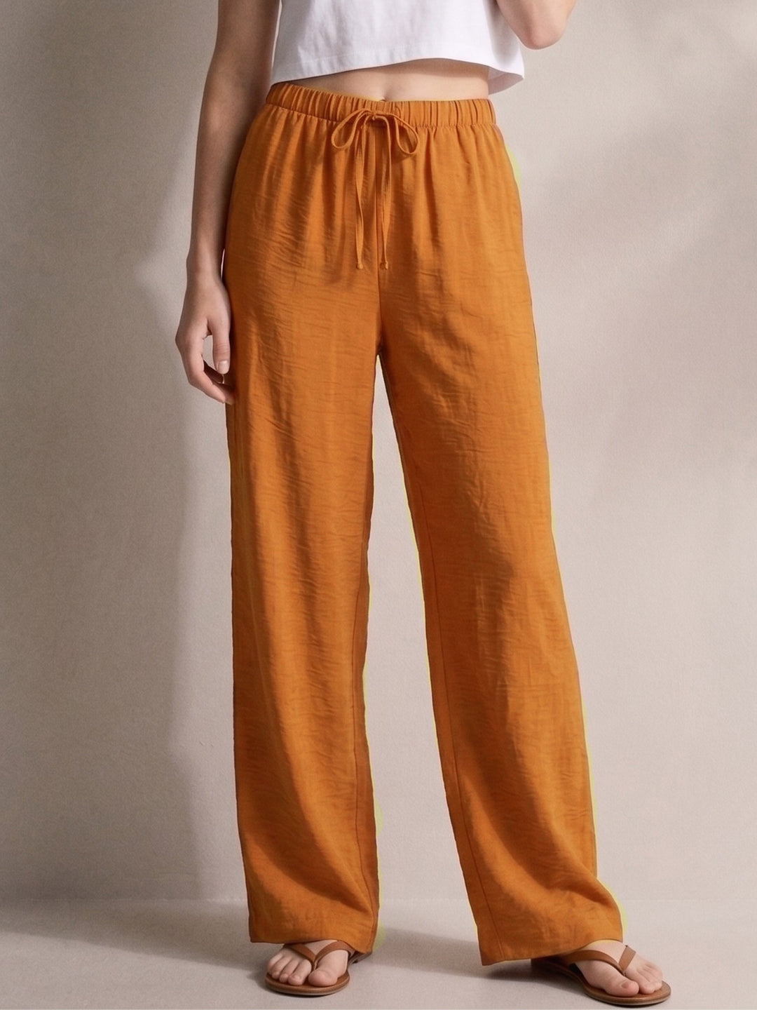 Mustard Low Waist Wide Leg Trousers