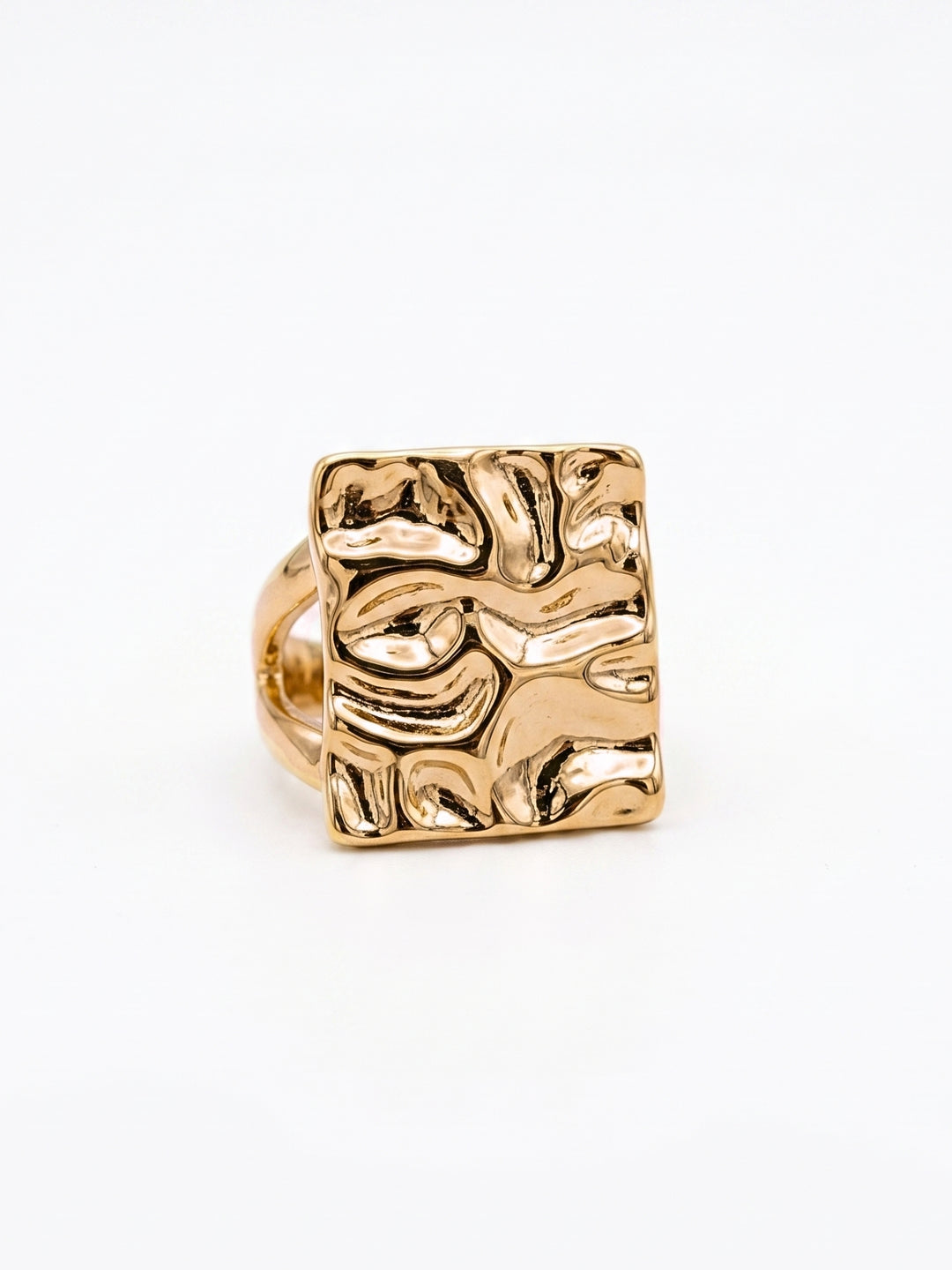 Gold Metal Geometric Textured Ring