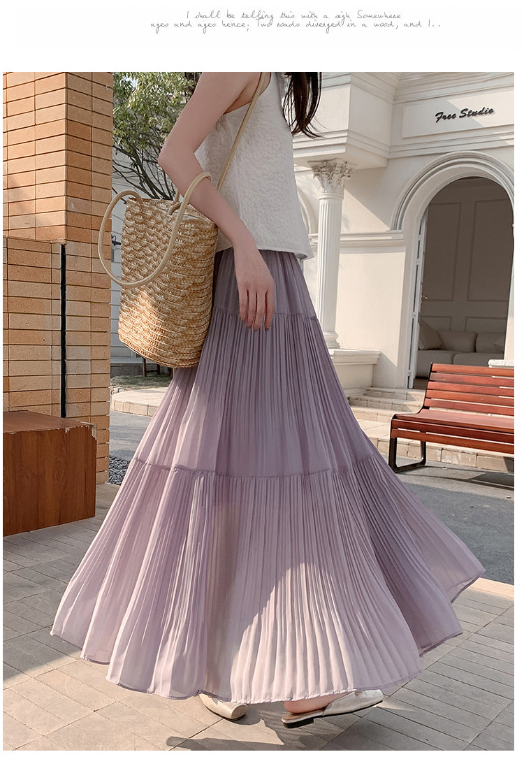 Lilac Flowy Tiered Solid Skirt
