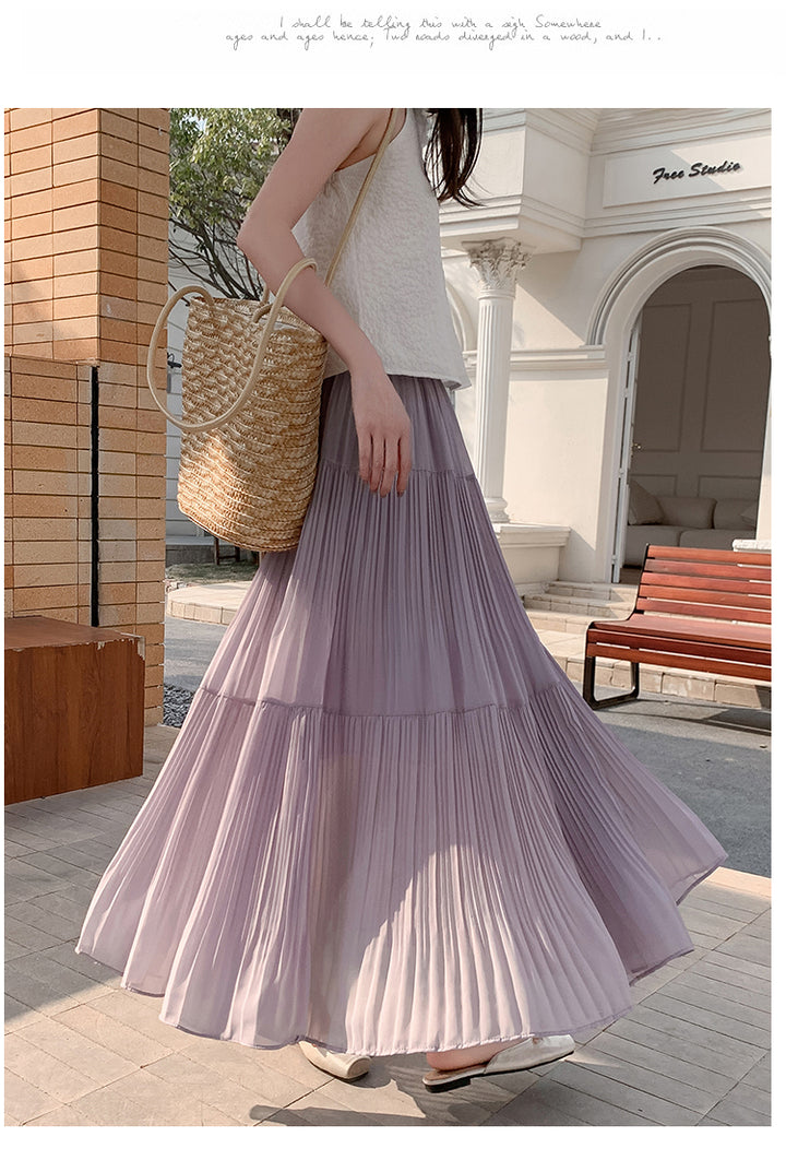 Lilac Flowy Tiered Solid Skirt