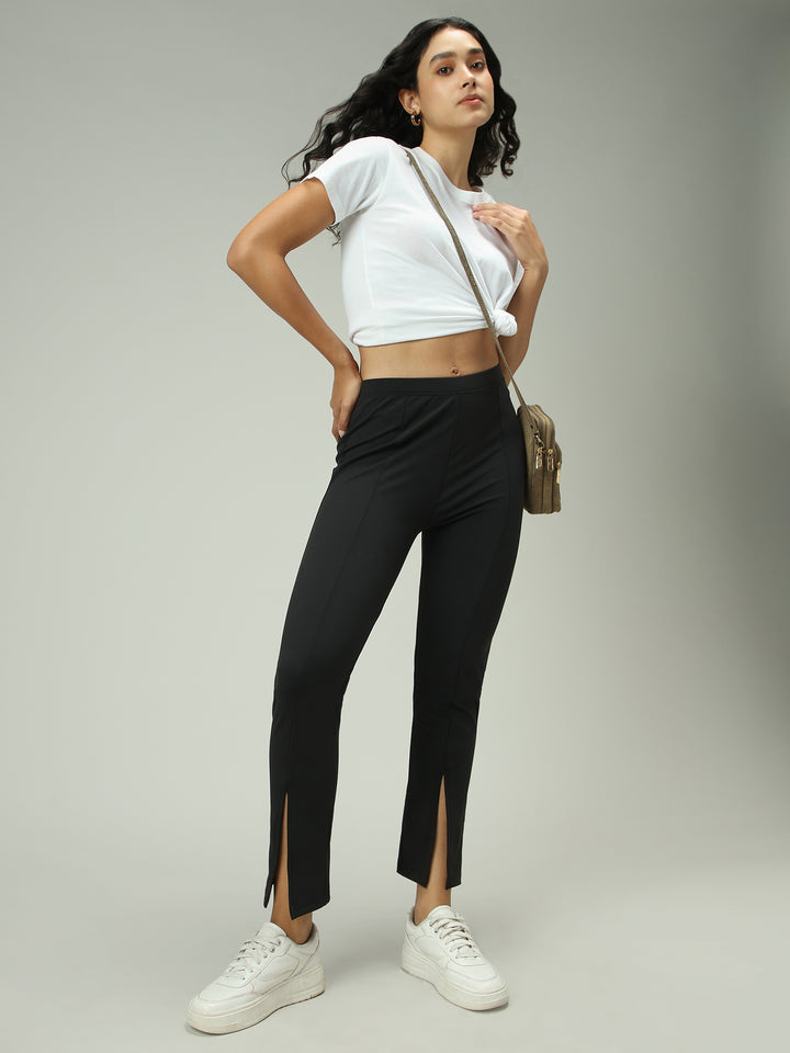 Black Front Slit Leggings