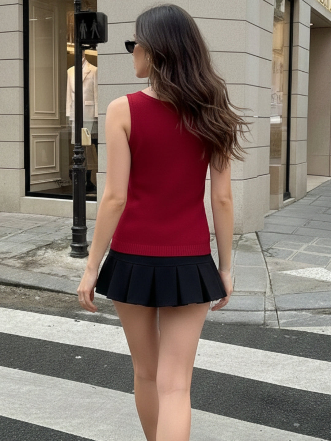 Maroon Shoulder Strap Tectured Top