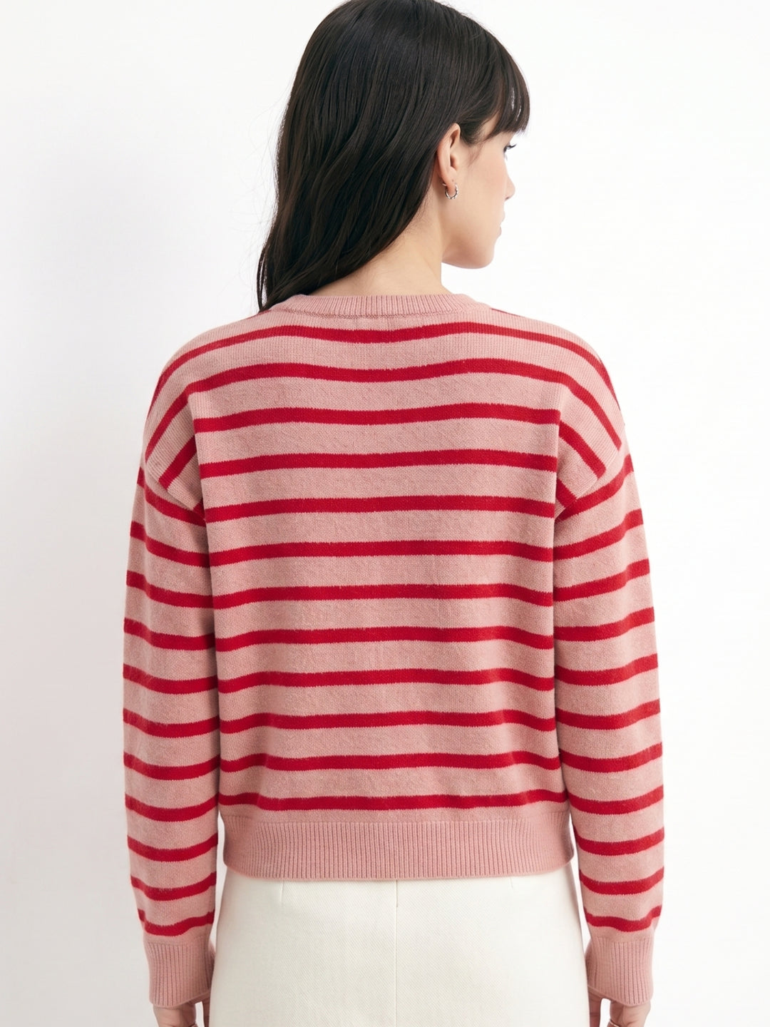 Red Button Down Striped Cardigan