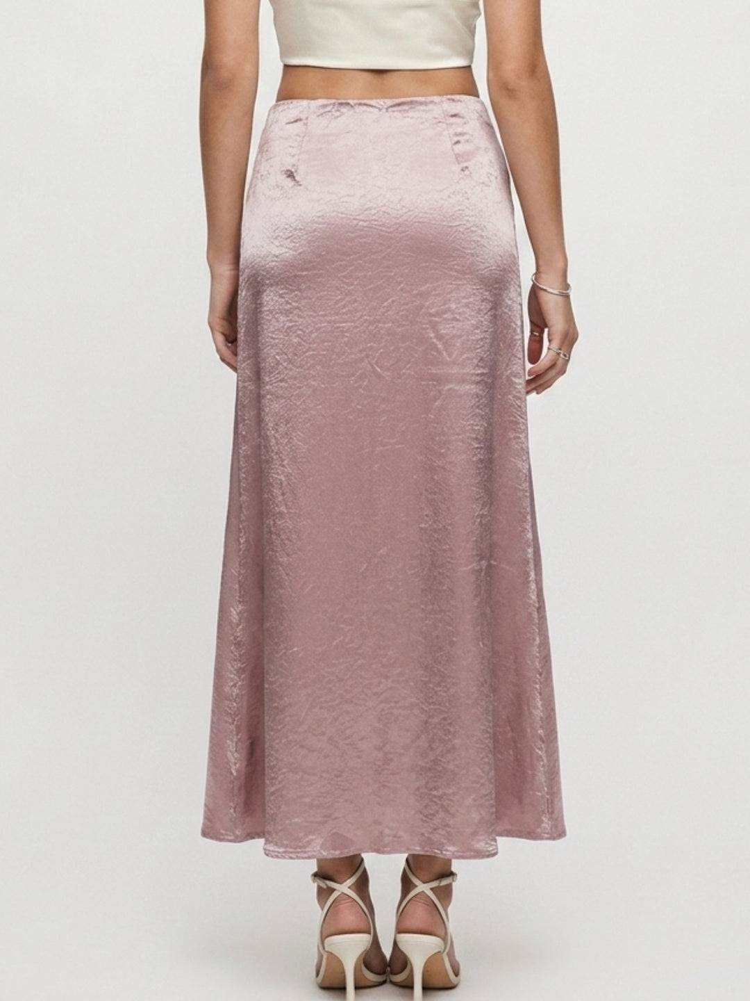 Lilac High Waist Satin Flared Skirt