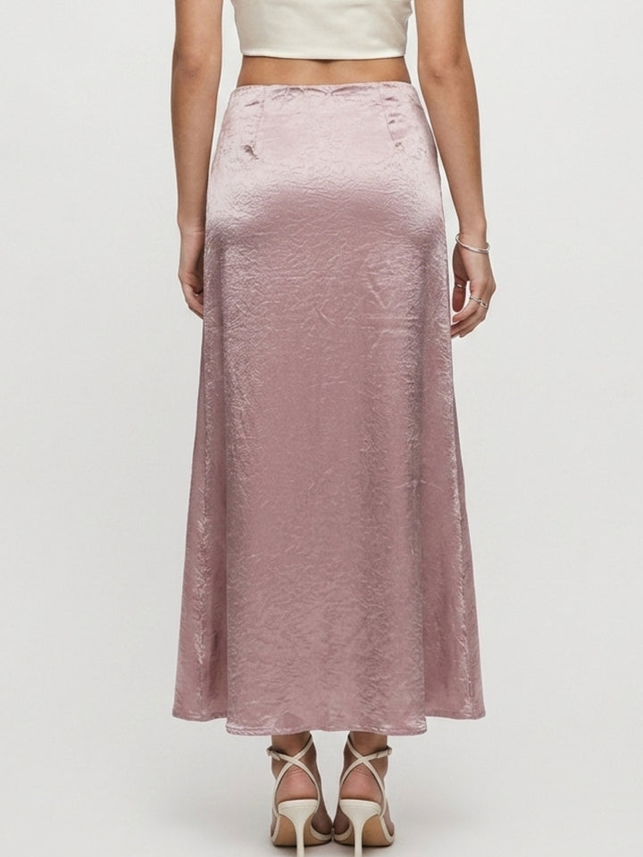 Lilac High Waist Satin Flared Skirt