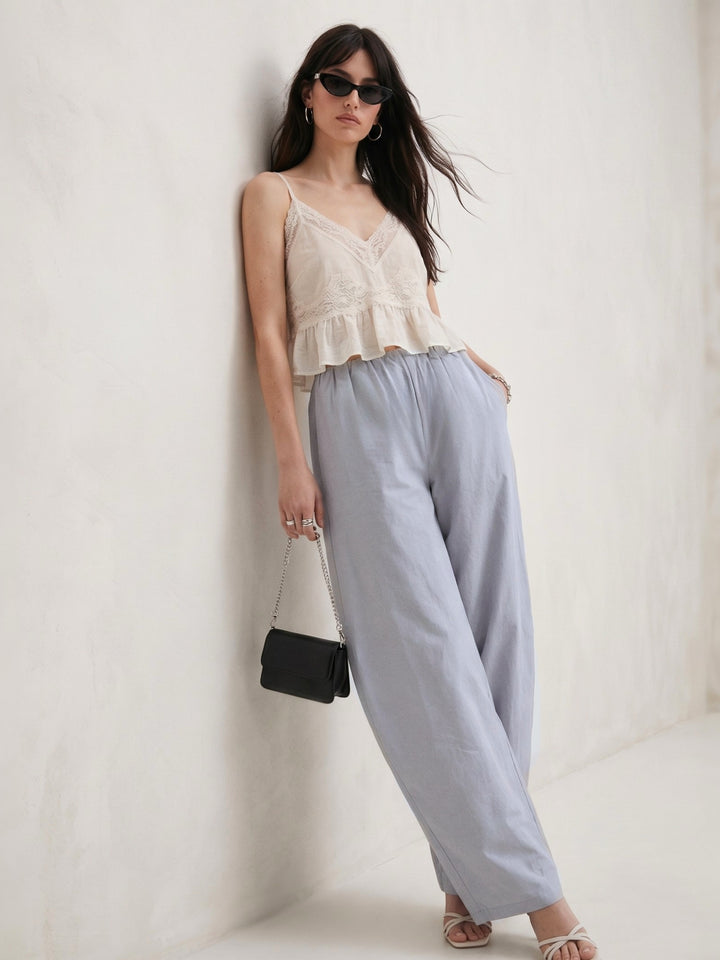 Grey Parachute Barrel Fit Trouser With Elasticated Hidden Waist