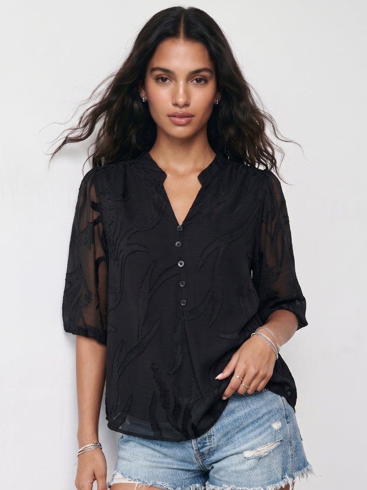 Black Sheer Textured Top