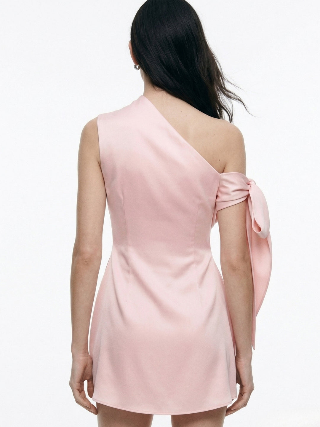 Pink Off-Shoulder Cinched Waist Dress