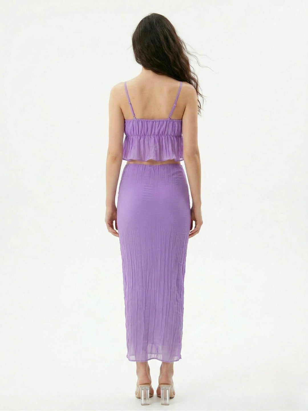 Lavender Spaghetti Strap Top And Skirt Set