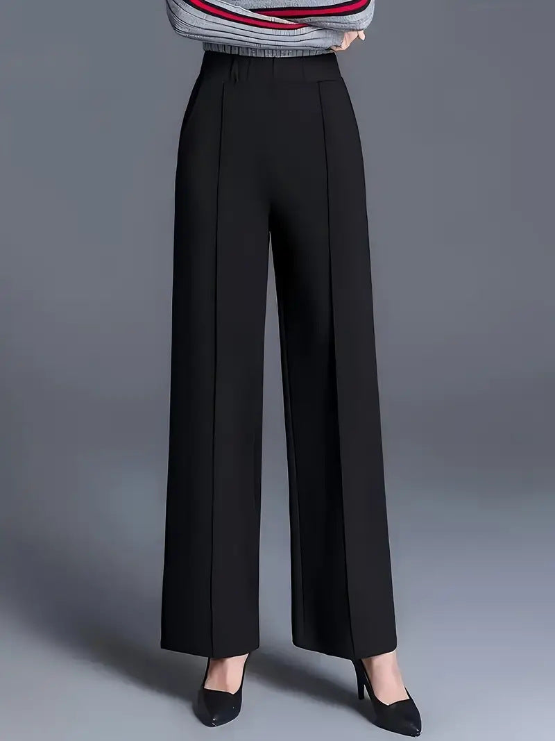 Black Solid Wide Leg Pant
