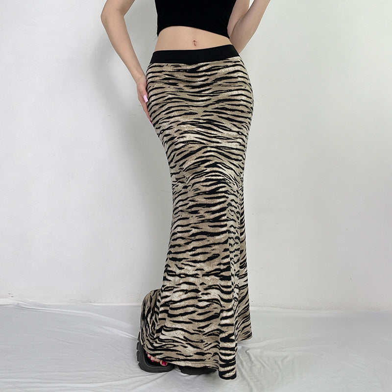 Brown Animal Printed Maxi Skirt