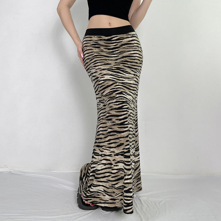 Brown Animal Printed Maxi Skirt