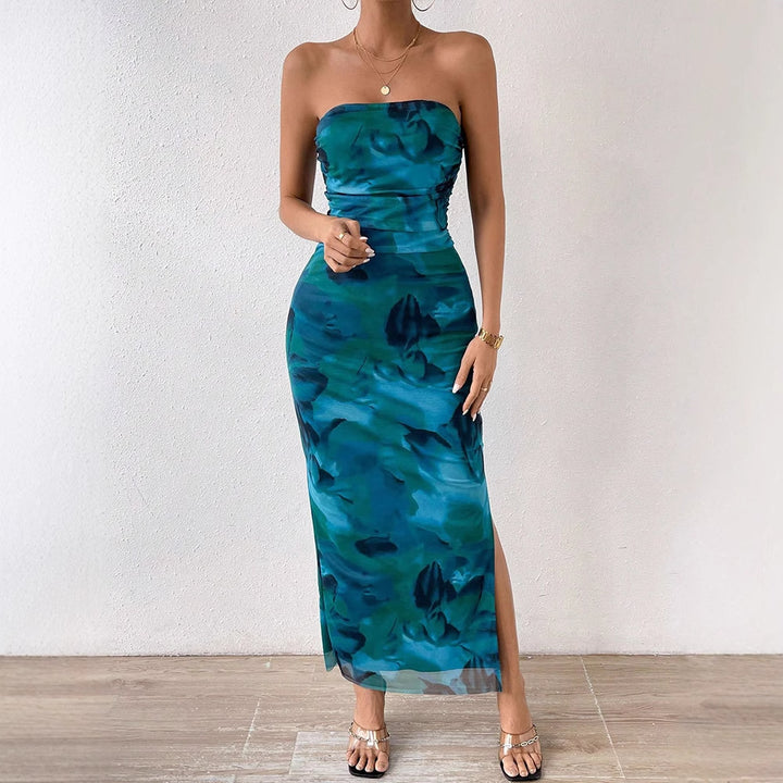 Teal Tube Printed Dress