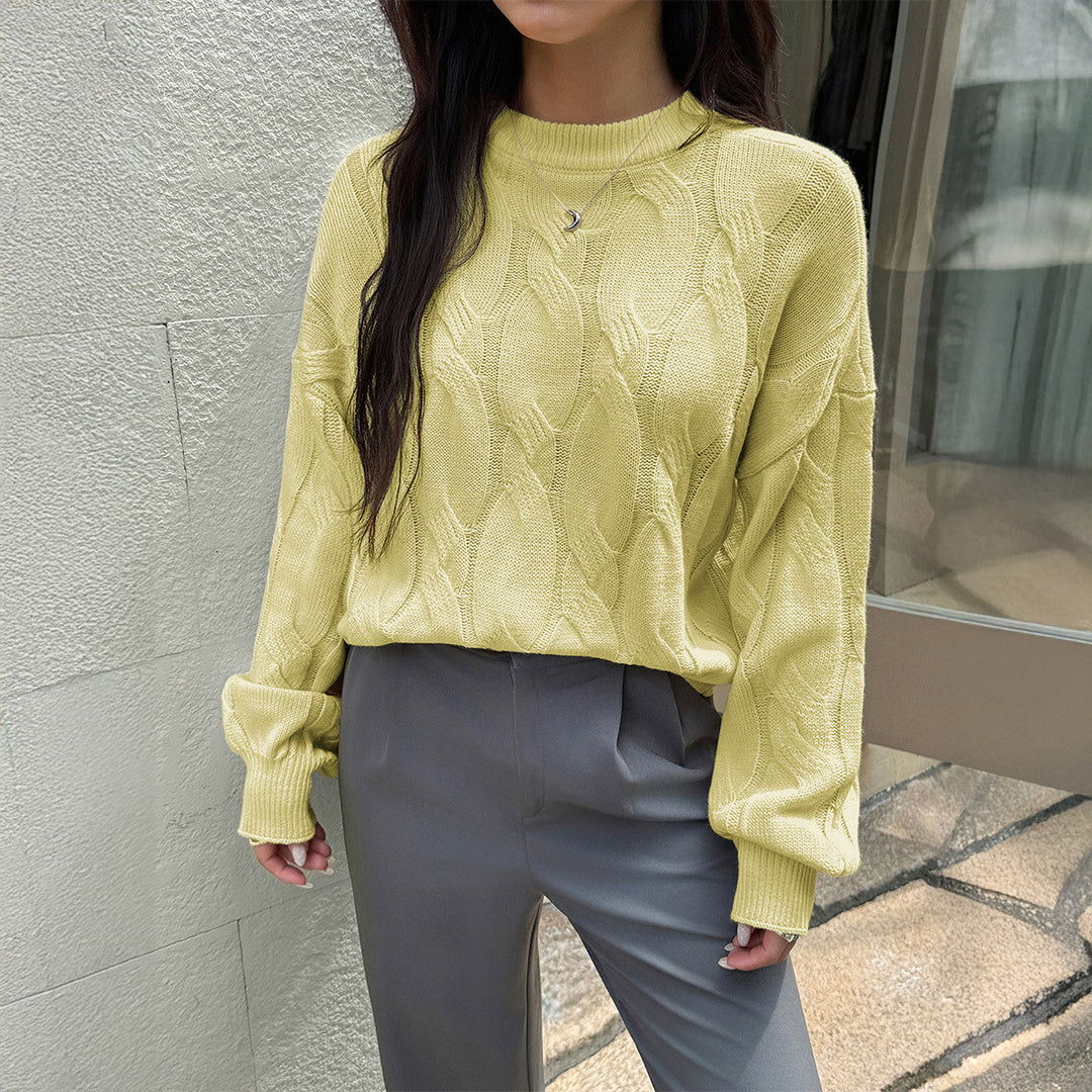 Yellow Textured Solid Sweater
