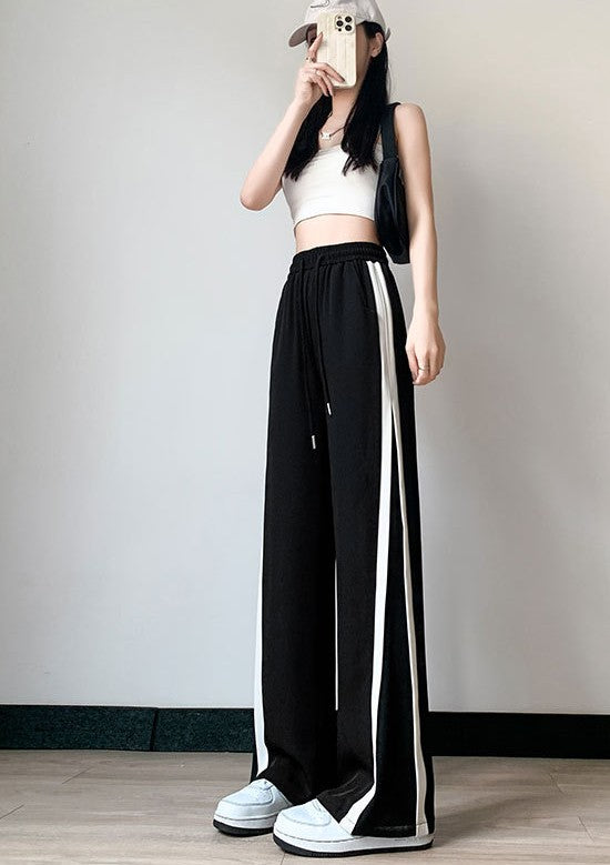 Black Contrast Stripe Elasticated Sweatpants