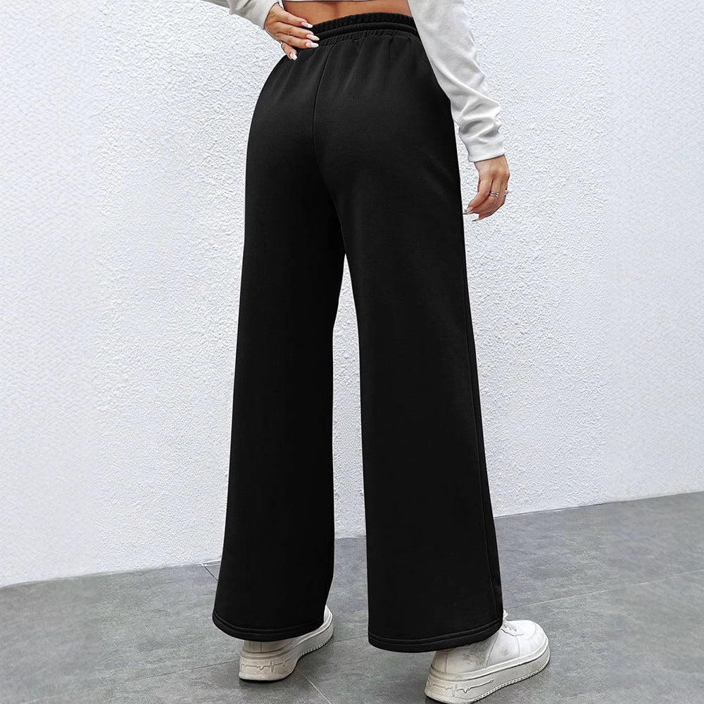 Black Wide Leg Solid Sweatpants