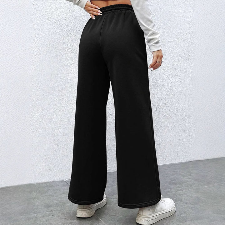 Black Wide Leg Solid Sweatpants
