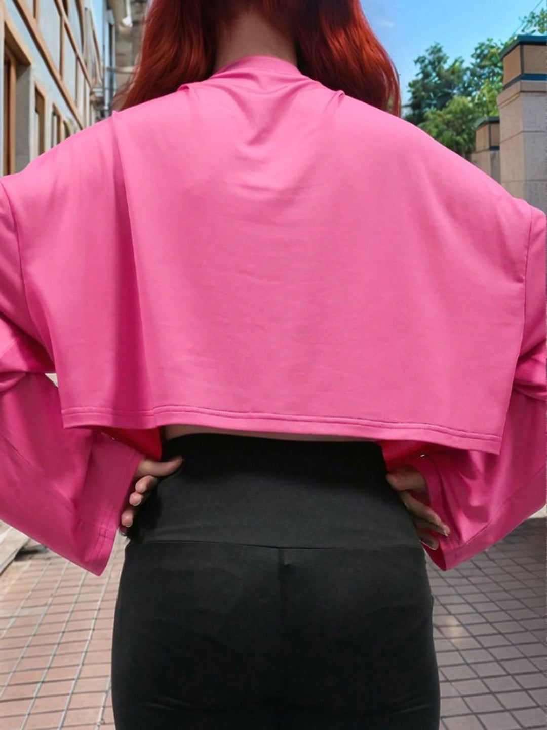 Pink Full Sleeve Boxy Sweatshirt