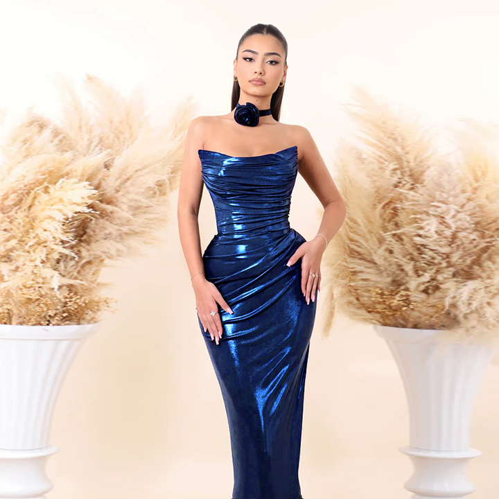 Blue Tube Metallic Dress
