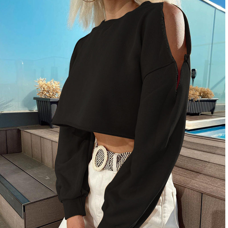 Black Arm Cut-Out Details  Sweatshirt