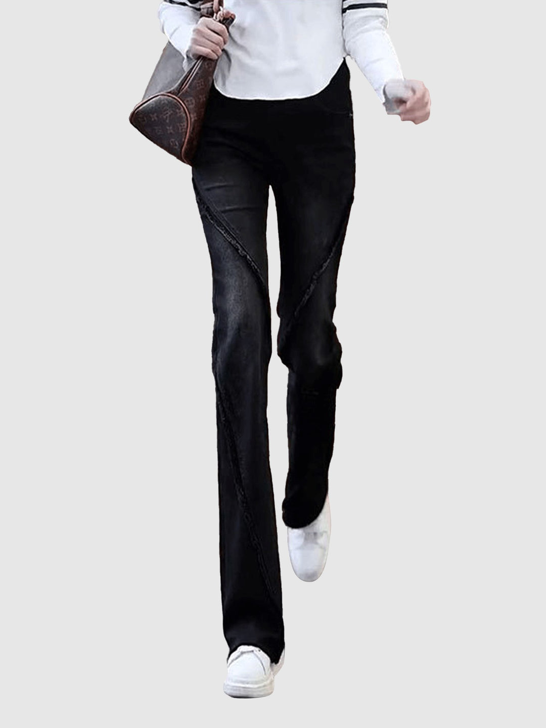 Black Freyed Bootleg Pant
