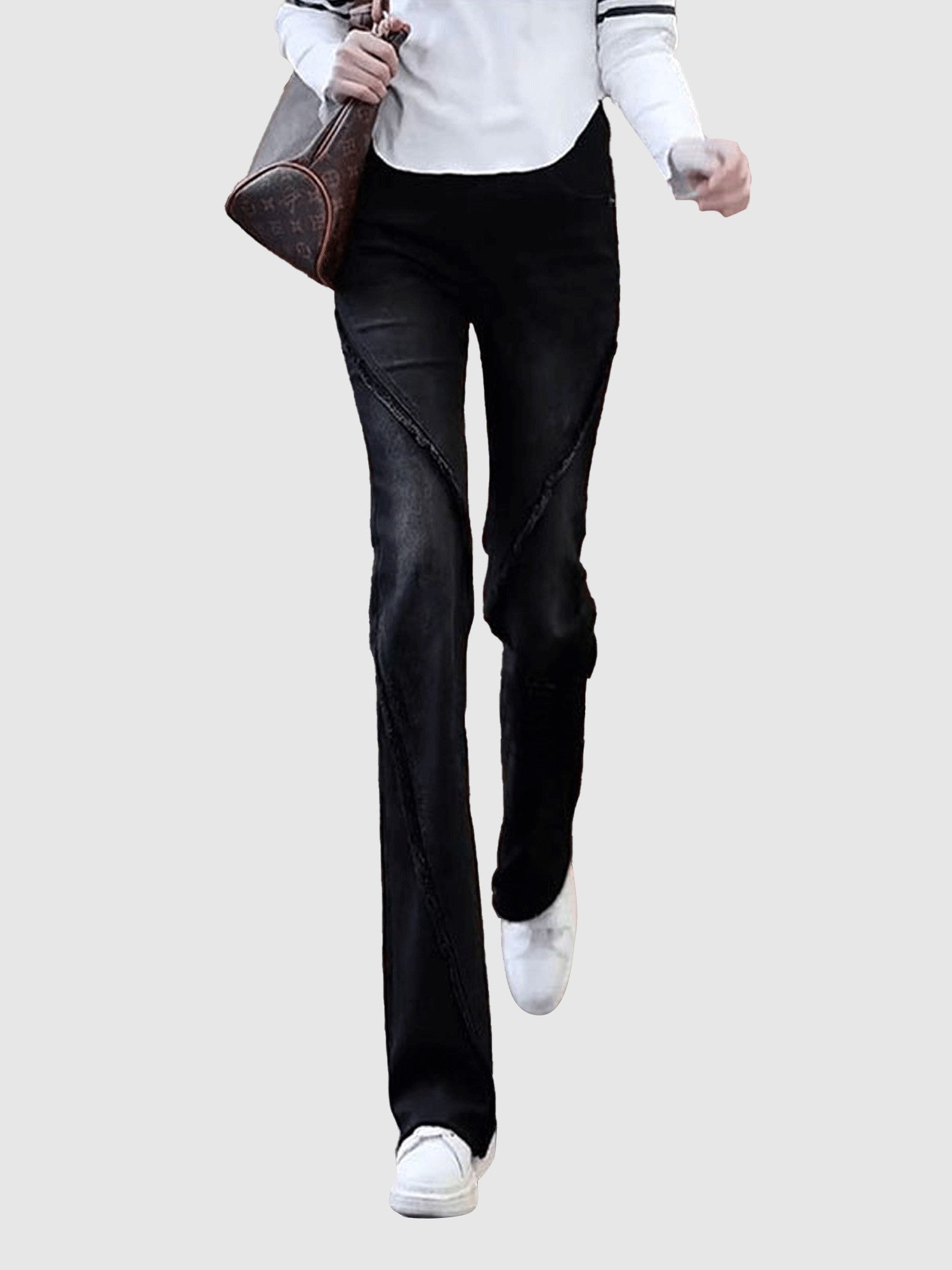 Black Freyed Bootleg Pant