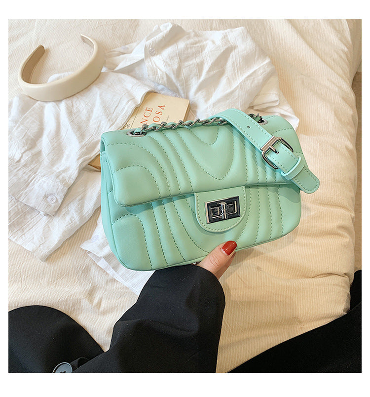 Sea Green Curved Quilted Bag