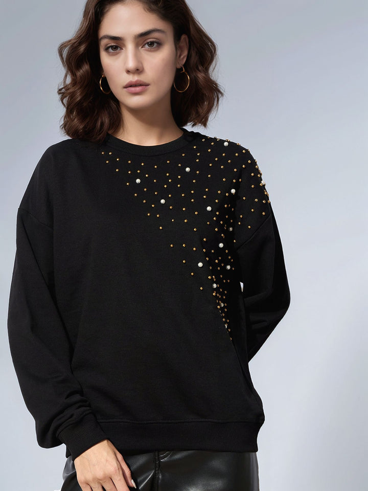 Black Full Sleeve Round Neck Sweatshirts