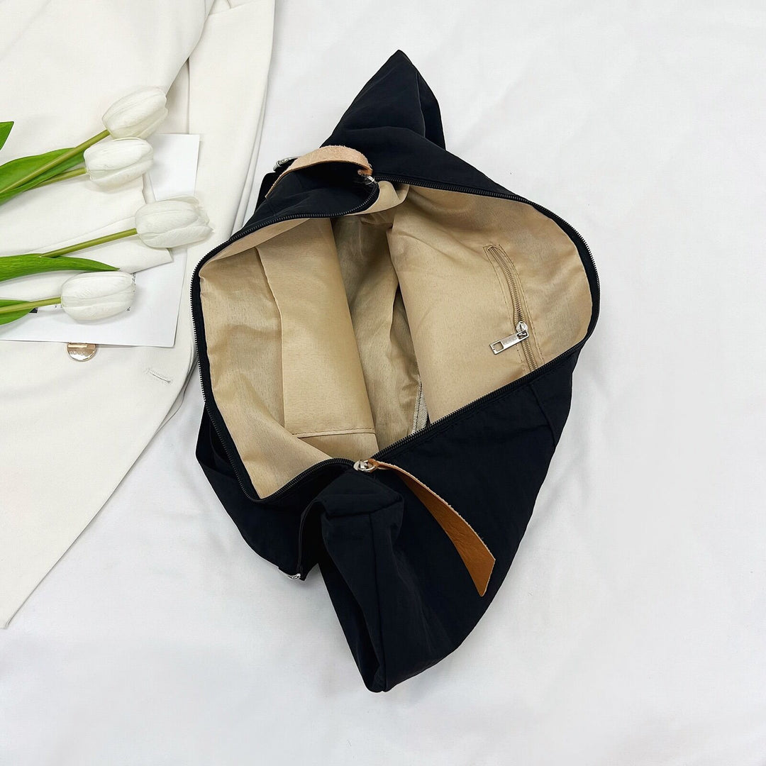 Black Solid Shopper Hobo Bag