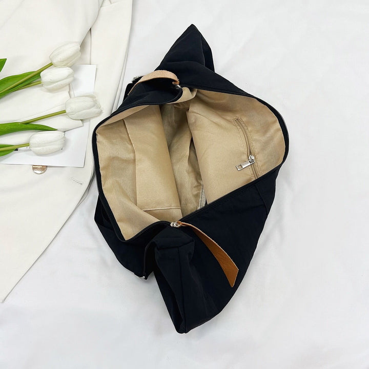 Black Solid Shopper Hobo Bag