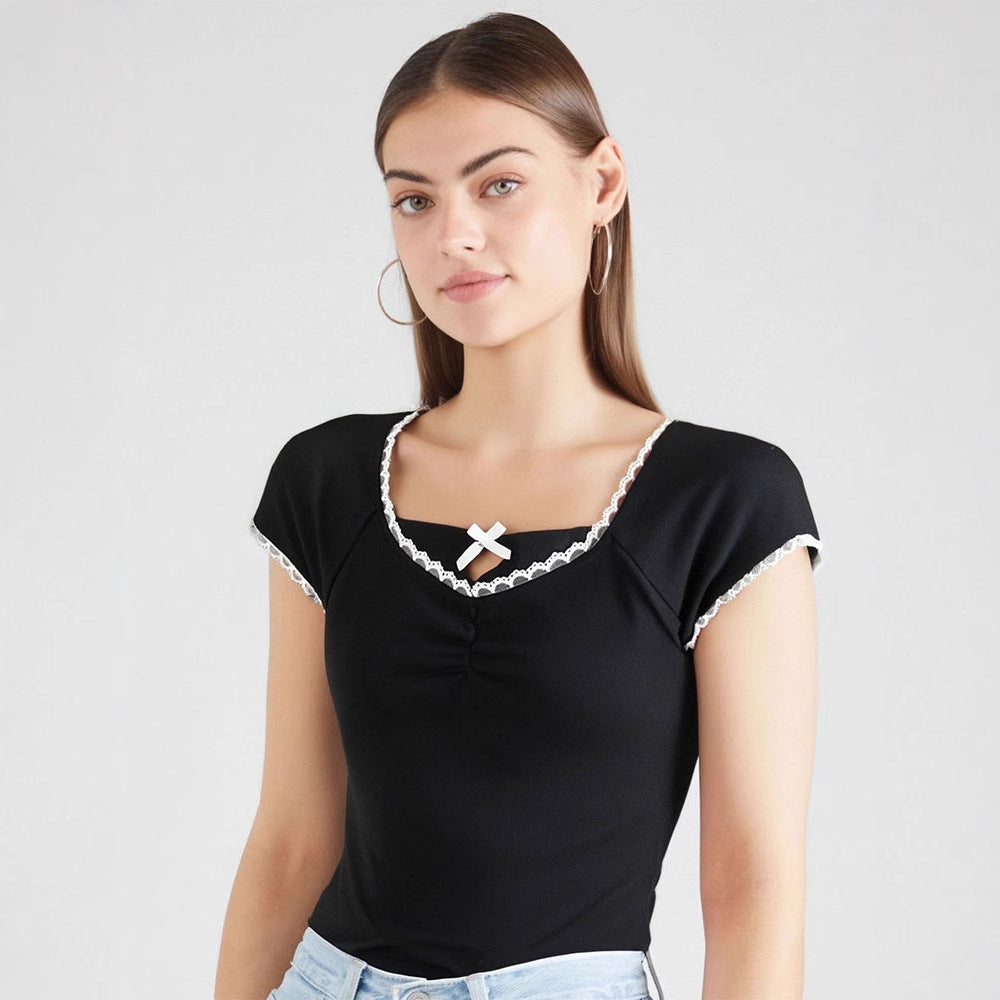 Black Double Layered Neck Top