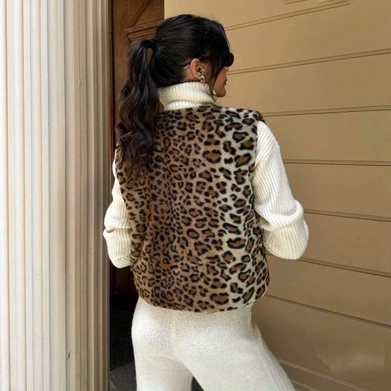Multi Faux Fur Animal Printed Vest