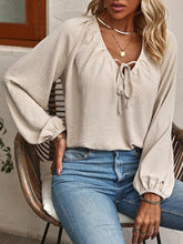 Khaki Tie Up Blouson Top