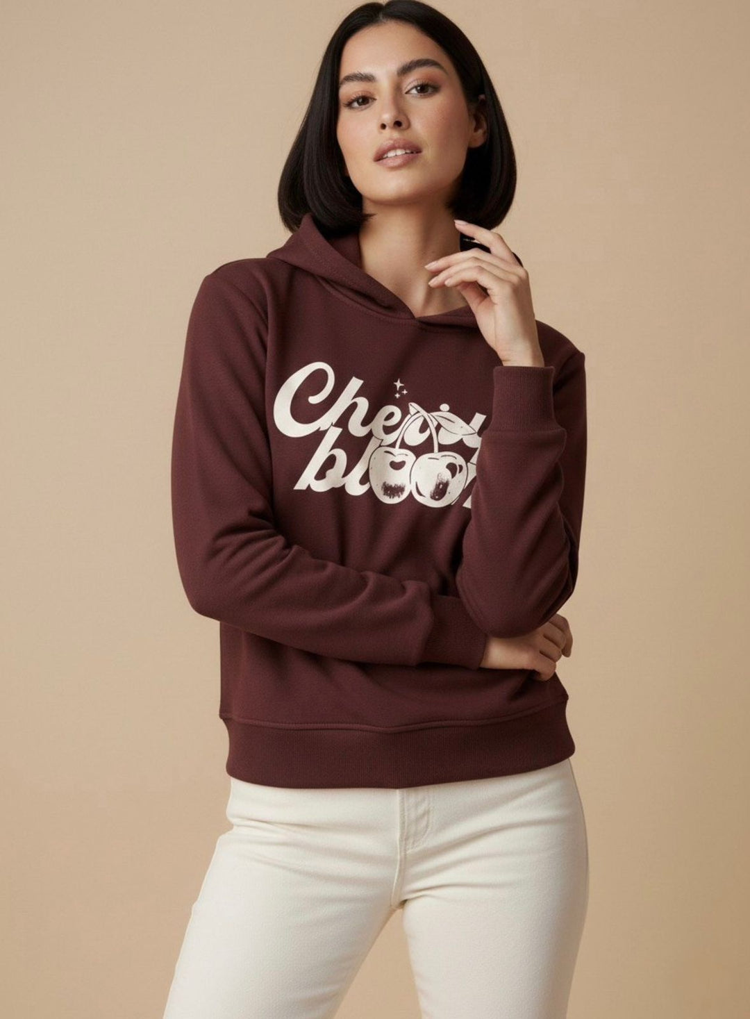 Brown Graphic Hooded Russian Fleece Sweatshirt