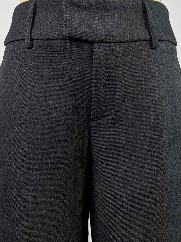 Grey High Waisted Solid Trouser