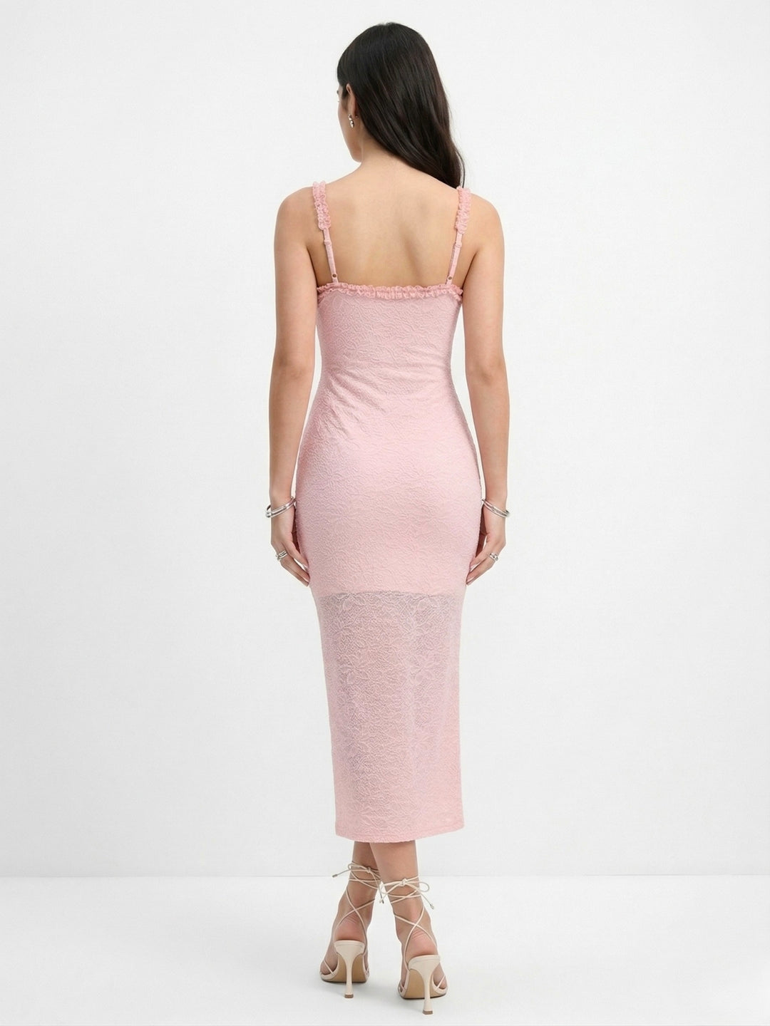 Pink Spaghetti Strap Bodycon Dress