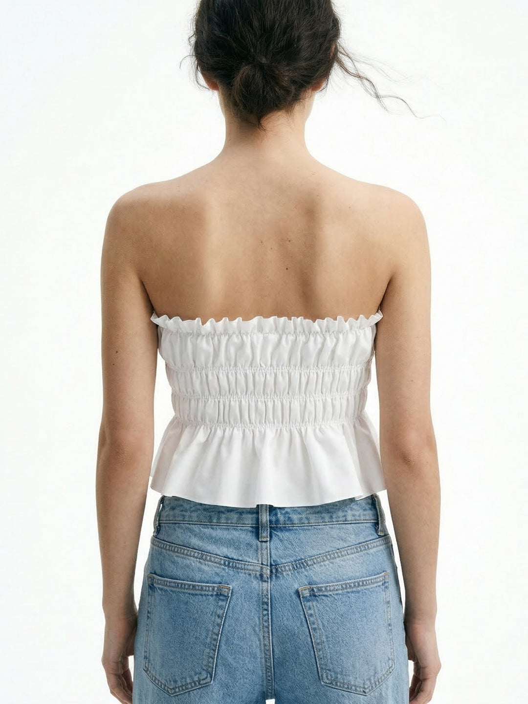 White Front Tie Up Tiered Top