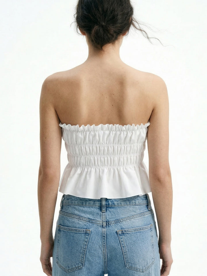 White Front Tie Up Tiered Top